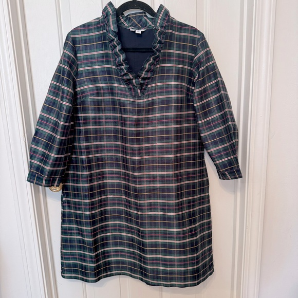 crown & ivy Dresses & Skirts - Crown & Ivy Plaid Dress Ruffle Neck / Size L